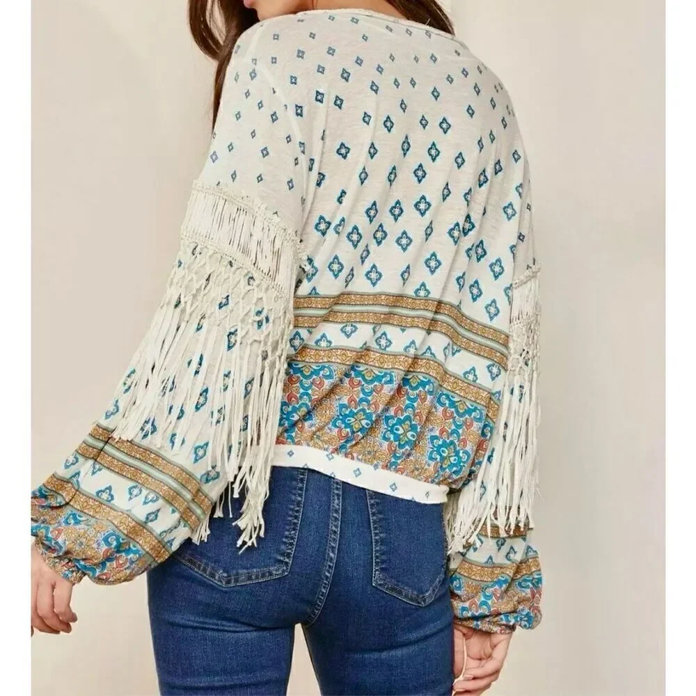 Free People Macra Maze Me Blouson Top Size XS - Picture 10 of 10